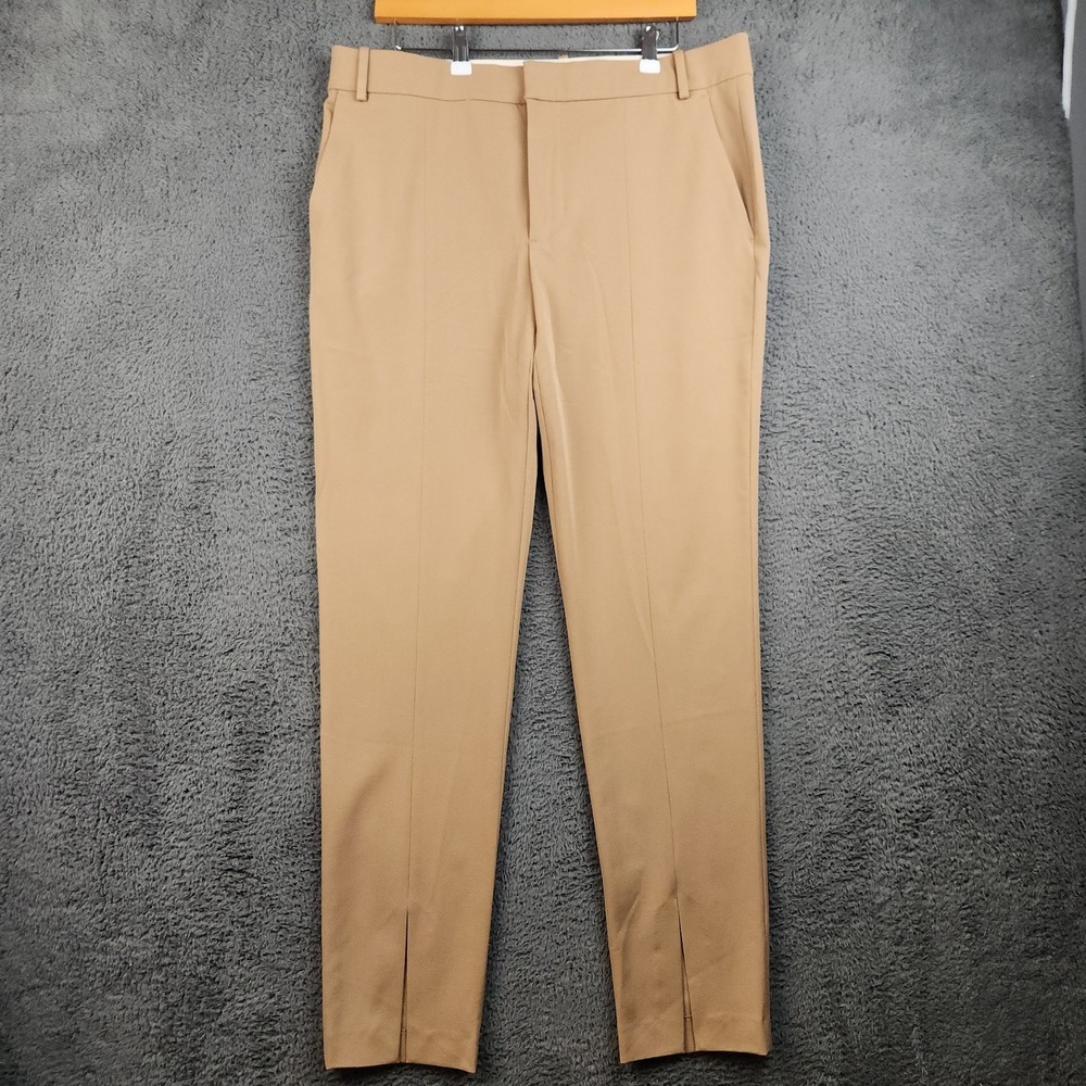 Zara Tailored Trousers Women W36 L33 Camel High Rise Stretch Dress Pants Ankle
